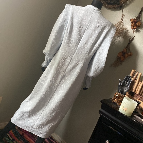 Beautiful Elegant Light Blue Floral Pioneer Patterned Long Sleeve Dress - Picture 11 of 17